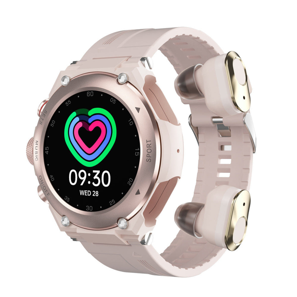 E66 Smartwatch with TWS Earbuds: Heart Rate, Music, & Fitness Tracking