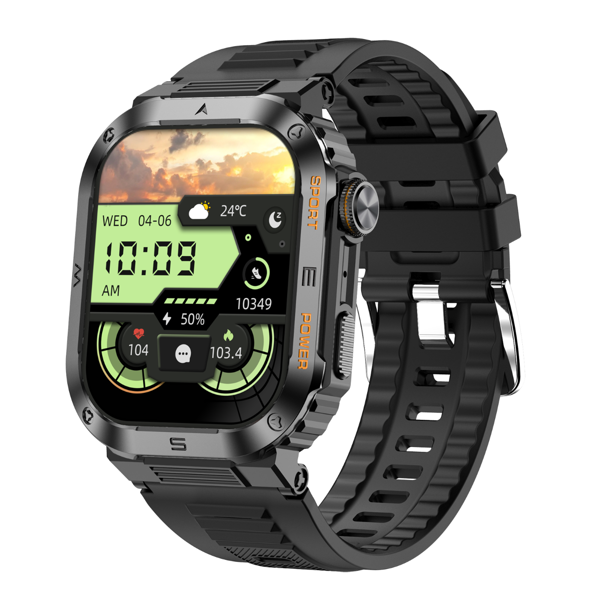 P55 Rugged Smartwatch with 2.01'' HD Display, IP68 Waterproof, Long Battery