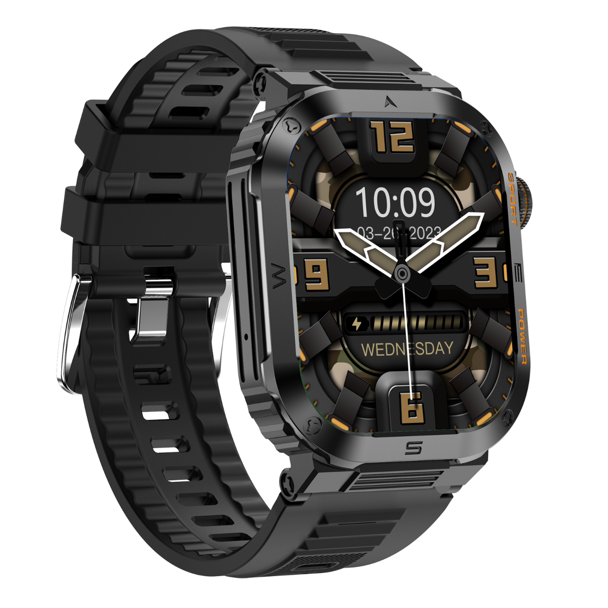 P55 Rugged Smartwatch with 2.01'' HD Display, IP68 Waterproof, Long Battery