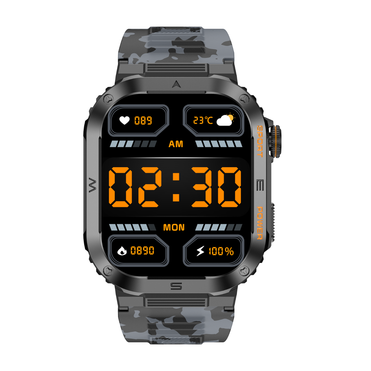 P55 Rugged Smartwatch with 2.01'' HD Display, IP68 Waterproof, Long Battery