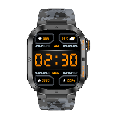 P55 Rugged Smartwatch with 2.01'' HD Display, IP68 Waterproof, Long Battery