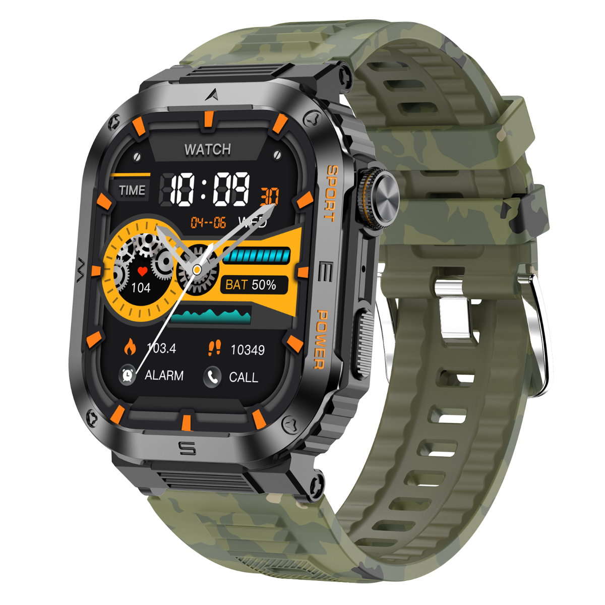 P55 Rugged Smartwatch with 2.01'' HD Display, IP68 Waterproof, Long Battery